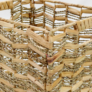 <b>Square</b> Natural Water Hyacinth and Seagrass Storage <b>Basket</b> Eco-Friendly Rustic Multi-Purpose Organizing Bin - Product Image 4