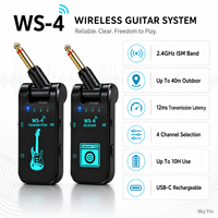 Système de guitare sans fil 2,4 GHz, émetteur-récepteur audio rechargeable WS-4 48K 16 bits 40 m pour guitare électrique, basse, clavier