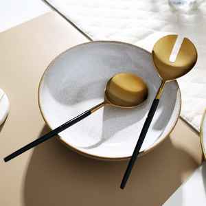 Juego de Servidores de Ensalada de Acero Inoxidable Dorado de Diseño Moderno, Aptos para Lavavajillas, Cucharas para Servir para Cocina, Hoteles y Hogares, Calidad de Exportación - Product Image 6
