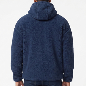 High Quality Hooded <b>Sherpa</b> <b>Fleece</b> <b>Jacket</b> <b>Men's</b> Winter Outerwear Single Button Closure Heavy <b>Fleece</b> Front Logo - Product Image 2