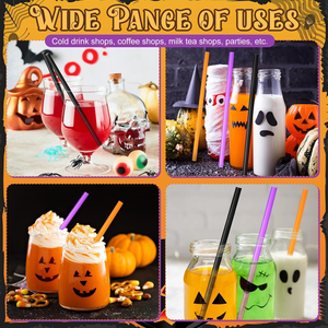 Pajitas Reutilizables de Plástico Duro para Halloween, Pajitas de Color Naranja, Morado y Negro para Bebidas, Smoothies, Cócteles, Hogar y Restaurantes - Product Image 5