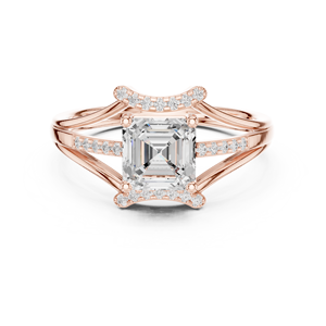 <b>Sovereign</b> Asscher Cut Lab Grown Diamond <b>Ring</b> GRA Certified Multi Cut Lab Grown Diamond <b>Ring</b> Available In Solid 14k Rose Gold - Product Image 1