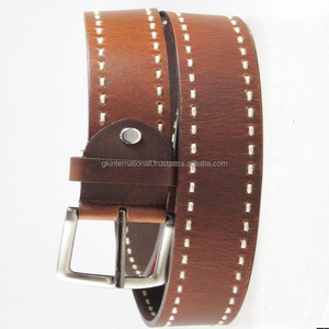 Ceinture en cuir véritable pour homme, décontractée et formelle, à boucle ardillon, en cuir pleine fleur tanné végétal, couleur tan, vente chaude - Product Image 3