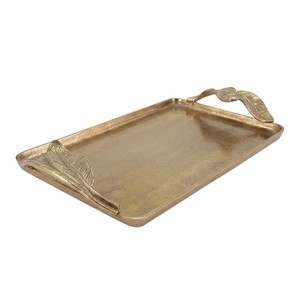 Fine Quality <b>Gold</b> Embossed Metal Handcrafted Royalcore Eco-Friendly Wedding Decorative <b>Serving</b> <b>Tray</b> with Handles - Product Image 4