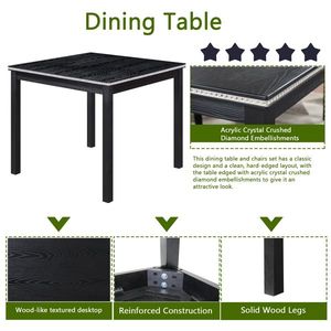 5-Piece Wooden Dining Room Table <b>Set</b> with <b>Square</b> Table and 4 Upholstered Chairs for Kitchen Use - Product Image 2