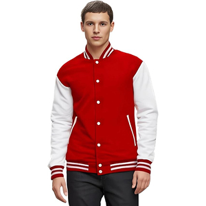 Custom Men High Quality Wool Fleece <b>Red</b> White Varsity Jacket Vintage Letterman Bomber Jacket Sublimation College Baseball Jacket - Product Image 4