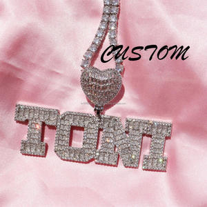 " TONI " <b>Name</b> Necklace Iced Out Moissanite Diamond Pendant Luxury Hip Hop Jewelry With Tennis <b>Chain</b> - Product Image 5