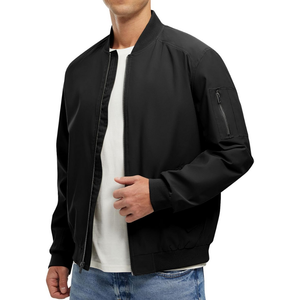 Chaqueta Bomber Azul Claro Personalizada para Hombre, Cierre Completo, Cuello Acanalado, Estilo Casual Minimalista, Ropa de Calle, Moderna y Elegante para Uso Diario - Product Image 6
