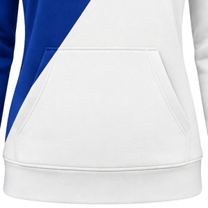 Sudadera con capucha para mujer, personalizada, azul real y blanca, con 2 paneles cruzados, estilo color block, con cordón, informal, para hermandades griegas - Product Image 4
