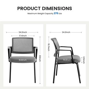 Sedia da Ufficio Ergonomica Impilabile con Schienale in Rete e Braccioli, Grigia - Product Image 4