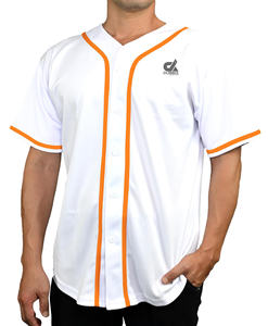 Camiseta de Béisbol Blanca Personalizada 2025 con Mangas Azules con Ribete, Uniforme de Equipo con Botones, Nombre y Número Personalizados, Estilo Profesional, Venta al Por Mayor - Product Image 2