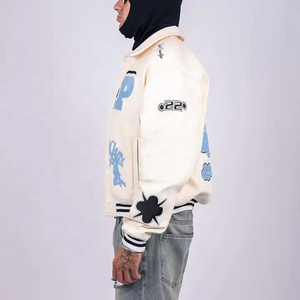 University Custom Long Front Varsity Jacket Men's Winter Baseball Jacket Custom Colors 100% Cotton Waterproof Windproof - Product Image 5