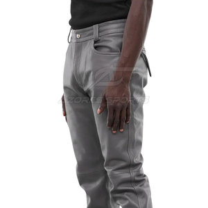Contemporary Men Leather Pants Straight Fit Lightweight Dark Eco-Friendly Quick Dry Comfortable Durable Stylish Everyday Casual - Product Image 3