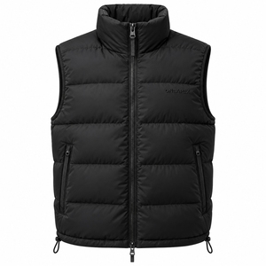 Chaqueta sin mangas negra para hombre, con cuello alto y cremallera, para invierno, ropa de calle, personalizada, con etiqueta privada, OEM - Product Image 1