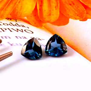 Natural London <b>Blue</b> Topaz 16MM Trillion Cut Faceted Calibrated Loose Gemstone Certified Stone Jewelry Making Wholesale Supplier - Product Image 3