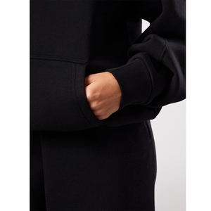 Custom Logo <b>Black</b> Fleece Pullover Hoodie Women Plain Streetwear Kangaroo Pocket <b>Sweatshirt</b> Factory Price By Twin City Pakistan - Product Image 4