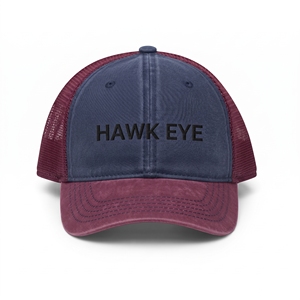 หมวกแก๊ปทรงทรัคเกอร์ Hawk Eye สีกรมท่า-เบอร์กันดี 6 แผง ตาข่ายด้านหน้า ปักลาย ปรับขนาดได้ เหมาะสำหรับทุกเพศ สวมใส่สบายๆ - Product Image 3