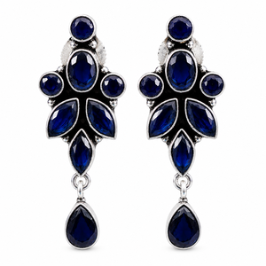 MOQ Available <b>Oxidized</b> Silver Multi Earrings Women | Handmade Boho Dangle Earrings | Ethnic Gemstone Jewelry Bulk Supplier Party - Product Image 1