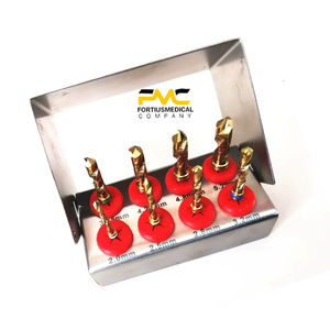 Kit de forets pour implants dentaires, ensemble de huit pièces, outils chirurgicaux avec nouvelle irrigation externe, plaqué or et porte-fraise gratuit - Product Image 2