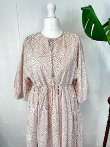 Vestido largo de algodón puro Estampado de bloque indio Boho Colorido Verano Terroso Elegante Ropa de día cómoda - Product Image 4