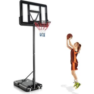 Sistema de Aro de Baloncesto Ajustable con Tablero Resistente a Impactos de 44 Pulgadas, Base Portátil con Ruedas y 12 Niveles de Altura - Product Image 1