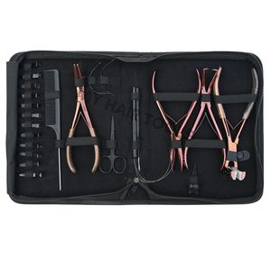 New <b>Hair</b> Extension <b>tools</b> Kit 2-Hole Crimping <b>Tool</b> Tape in Plier Pulling Loop Mini Scissor Beads <b>Removal</b> Plier Sectioning Clips - Product Image 6