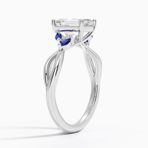 Bague BOJ 057 en argent 925 avec coupe émeraude, accents de saphir, bague en moissanite certifiée GRA 2ct D, pour mariage ou anniversaire - Product Image 2