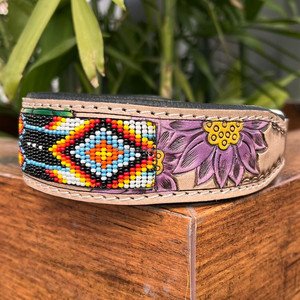 Premium Quality Cowhide Leather Dog Collar Durable Hand Tooled Leather Beaded Pet Collars for Small Medium Large Dogs <b>Puppy</b> Cats - Product Image 2