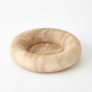 Plateau de service rond en marbre beige, fait main, moderne, résistant au feu, décoratif pour la cuisine, le salon, la villa, revêtement mural - Product Image 1