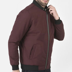 Blouson Bomber Homme Bordeaux Col Montant Fermeture Éclair Décontracté Coupe-Vent Polyester Vêtement d'Extérieur Automne Coupe Droite - Product Image 5