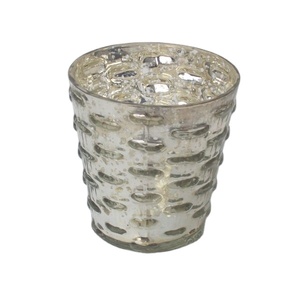 Silver Mercury Glass Votive Candle <b>Holder</b> | Vintage Crackled <b>Tealight</b> <b>Holder</b> for Wedding, Christmas, Centerpiece & Luxury Home - Product Image 1