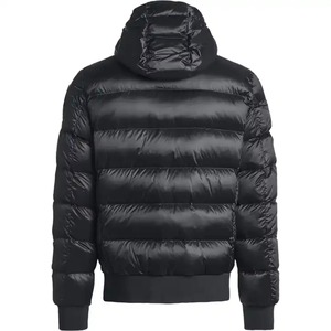 Veste matelassée noire brillante personnalisée pour homme, vente en gros, manteau à capuche brillant, veste d'hiver chaude rembourrée pour homme, OEM - Product Image 2