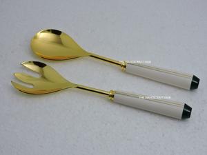 Wholesale Premium Flatware Sets Gold Plated Metal <b>Salad</b> <b>Server</b> with Resin Handle Eye-Catching - Product Image 2