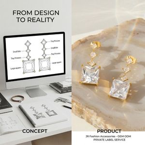 JR Wholesale - Aretes Colgantes Cuadrados Clásicos de Acero Inoxidable Chapados en Oro de 18K con Circonita para Mujer, Ideales para Bodas - Product Image 5