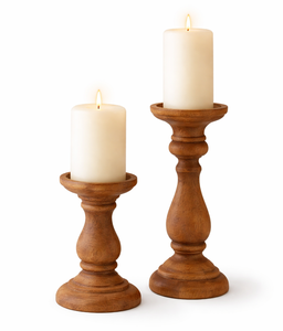 Vintage White Natural Wood Tapered Pillar Candle Holder Christmas Wedding Festive Handmade Rustic <b>Tealight</b> Stand Home Decor - Product Image 4