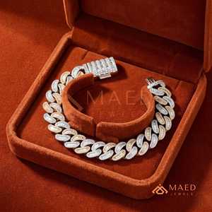 สร้อยข้อมือทองคำ 18K แบบ Cuban Link ประดับเพชรโมอิสซาไนต์ สไตล์ฮิปฮอป สร้อยข้อมือแบบโซ่เส้นเล็ก ของขวัญเครื่องประดับสำหรับผู้ชายและผู้หญิง - Product Image 4