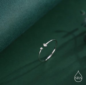 CZ Marquise Open <b>Ring</b> in Sterling <b>Silver</b> <b>Silver</b> or Gold <b>Adjustable</b> Geometric Minimalist CZ <b>Ring</b> - Product Image 4