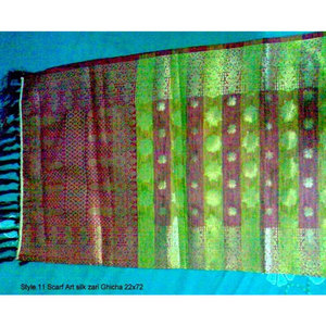 Pañuelo Cuadrado de Seda 100% Pura, Pintado a Mano, Satinado, con Diseño Artístico y Zari, para Mujer - Product Image 3