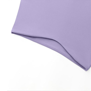 Haut de yoga sans couture pour femme, lavande, manches longues, col rond, couleur unie, avec découpes, vêtement de sport - Product Image 5