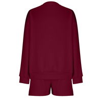 Ensemble décontracté deux pièces pour femme : sweat-shirt oversize bordeaux et short, en molleton de coton à col ras du cou, avec logo personnalisé
