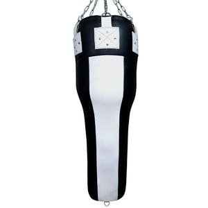 White Black Color Durable Leather Heavy-Duty EPE Filled Shock Absorption Tear Resistant <b>Boxing</b> Angle Uppercut Punching Bag - Product Image 1