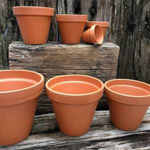 Macetas de terracota roja modernas con LOGO personalizado para plantas, maceta de cerámica con drenaje. - Product Image 3