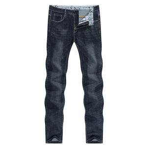 Jeans de hombre de alta calidad, corte ajustado, denim lavado a la piedra, cintura media, casuales, de algodón, para otoño. - Product Image 1