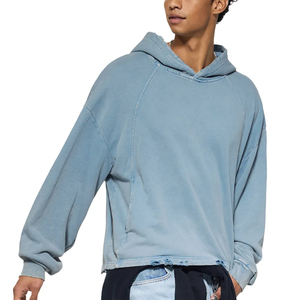 เสื้อฮู้ดดี้โอเวอร์ไซส์ทรงครอปสำหรับผู้ชายและผู้หญิง ผ้าฝ้ายฟลีซวินเทจฟอกสี สตรีทแวร์ทรงบ็อกซี่ รับสกรีนโลโก้ ขายส่ง - Product Image 5