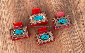 กิ๊บหนีบผมหนังขนาดเล็กสำหรับผู้หญิงทำด้วยมือมีสไตล์ตะวันตกคลิปหนีบผมขนาดเล็ก - Product Image 4