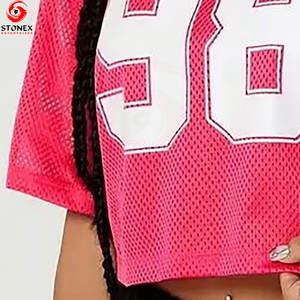 T-shirt court en maille pour femme, style sport, écologique, de haute qualité, avec logo personnalisé, tissu respirant pour l'été – Vente en gros - Product Image 5