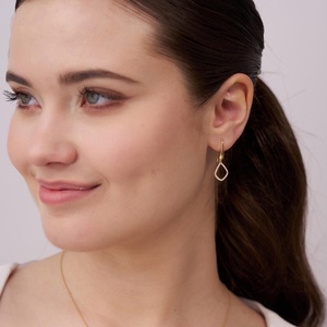 Round Lab Diamond <b>Dangle</b> <b>Earrings</b> 14kt White /Yellow Gold <b>Earrings</b> Diamond Jewelry Wedding <b>Earrings</b> Pentagon Design Fashion Gift - Product Image 3