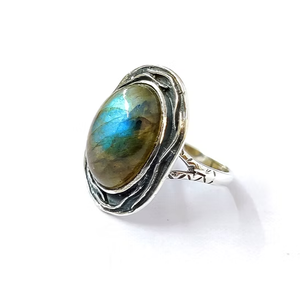 Anti Tarnish 925 Silver 6.1 Grams Natural <b>Labradorite</b> Gemstone <b>Ring</b> Jewelry for Everyday Wear & Occasion Gift - Product Image 2