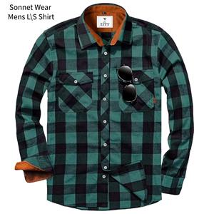 Chemises à carreaux pour hommes, coupe classique, manches longues, décontractées, boutonnées - Product Image 4