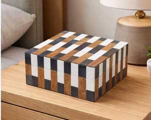 Customized Handcrafted Wooden Resin Inlay Eco-Friendly Multifunction Jewelry Tissue <b>Box</b> Natural Necklace Earring Storage - Product Image 4